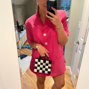 Pink short sleeve blazer (can be worn open or as a dress)